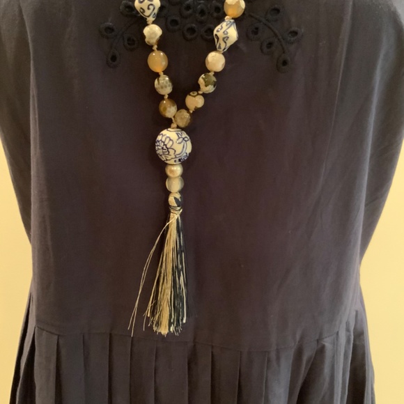 Boden Navy Blue Cotton/Eyelet Detail Summer Dress, Size 10 - Picture 10 of 10